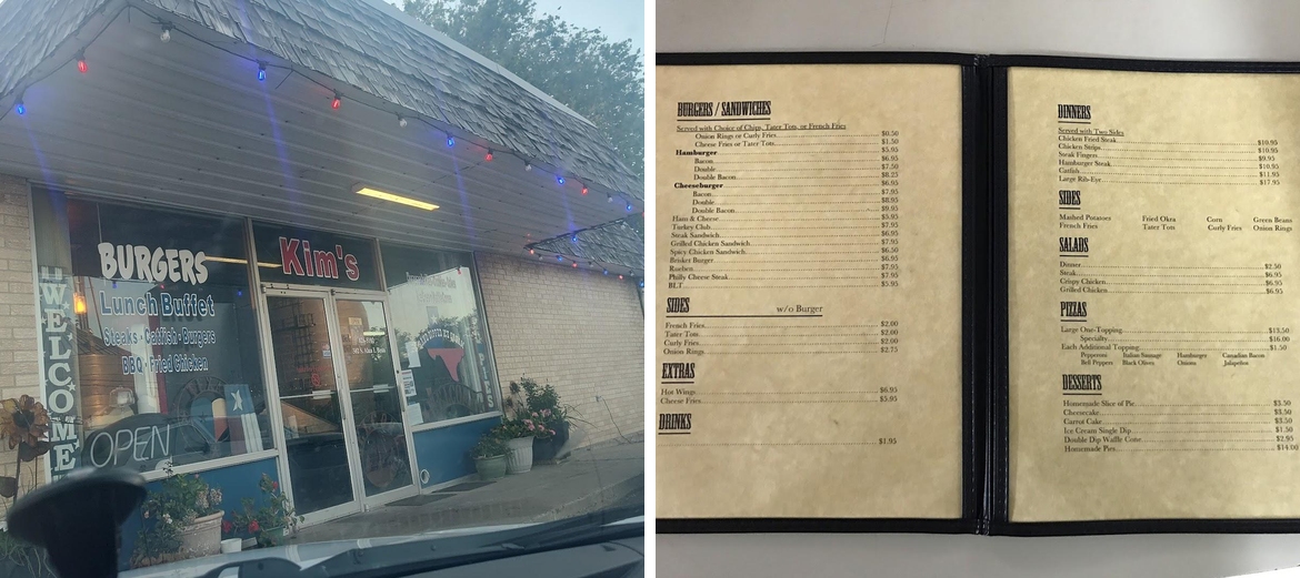 Kim's Kitchen Menu
